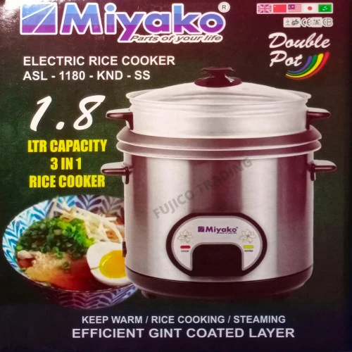 Miyako Double Pot Rice Cooker, (ASL-1180-KND - SS)...